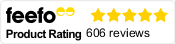 Feefo Product Rating 4.8 out of 5 with 606 reviews