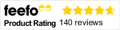 Feefo Product Rating 4.7 out of 5 with 140 reviews
