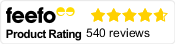 Feefo Product Rating 4.7 out of 5 with 540 reviews