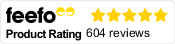 Feefo Product Rating 4.8 out of 5 with 604 reviews